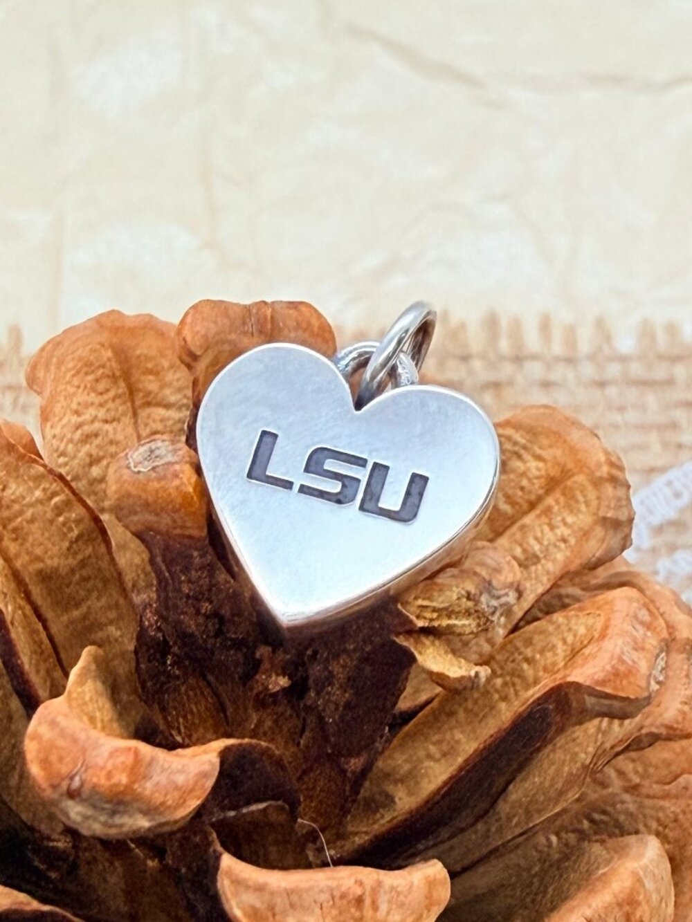 James Avery LSU Small Heart Charm Sterling Silver Louisiana State University